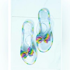 Multi Colored Bow Clear Jelly Flip-Flop Sandals